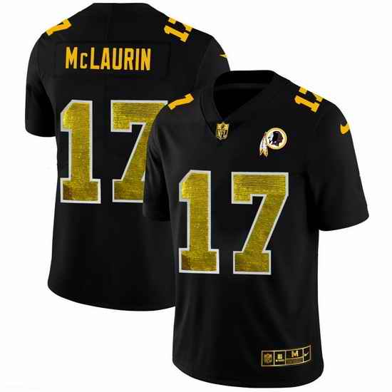 Washington Redskins 17 Terry McLaurin Men Black Nike Golden Sequin Vapor Limited NFL Jersey